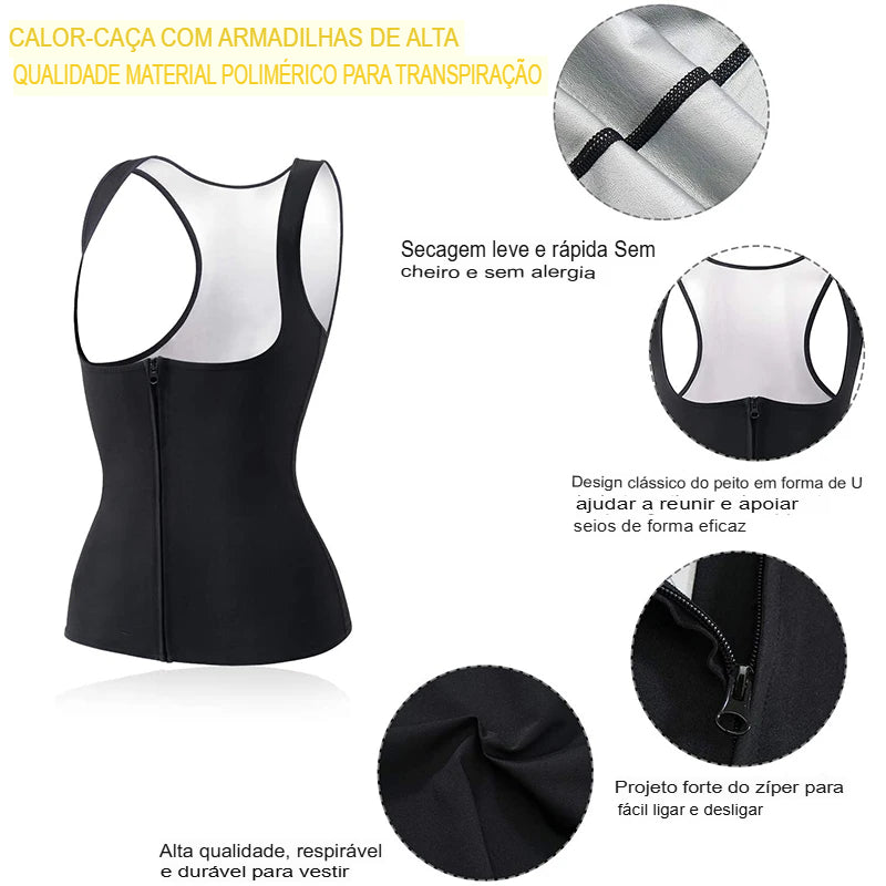 Colete modelador feminino para sauna, camiseta regata modeladora térmica para suor, colete modelador de cintura, espartilho para academia, fitness, treino, camisa de compressão