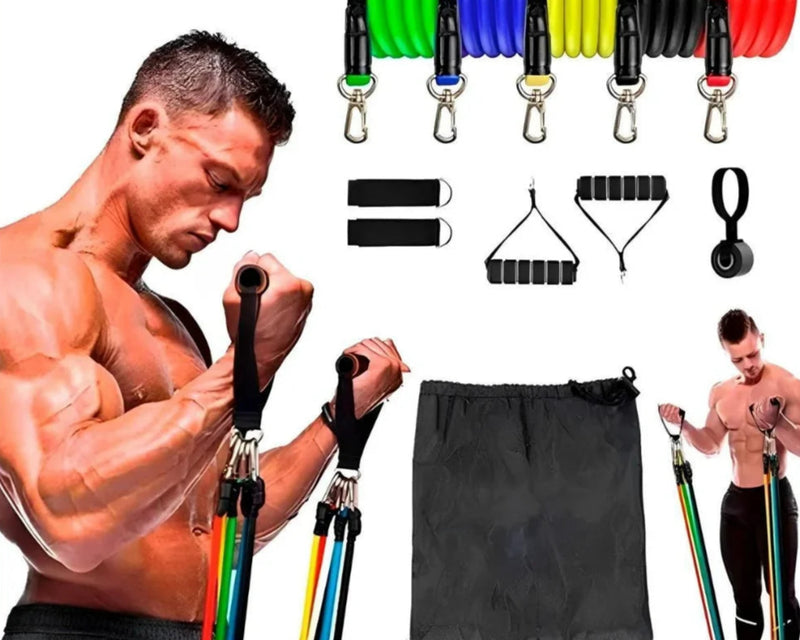 Kit 11 Elásticos Extensores Treino Funcional Academia Ginástica Ginástica Fitness Exercícios Fitness Desenvolvimento Muscular