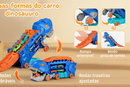 Caminhão de transporte dobrável com dinossauro e pista de corrida deslizante que se transforma em um T-Rex em pé, os melhores presentes de aniversário para meninos e meninas