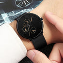 Relógios masculinos de negócios da moda, relógios pretos de luxo em aço inoxidável, pulseira de malha ultrafina, relógio de pulso de quartzo masculino