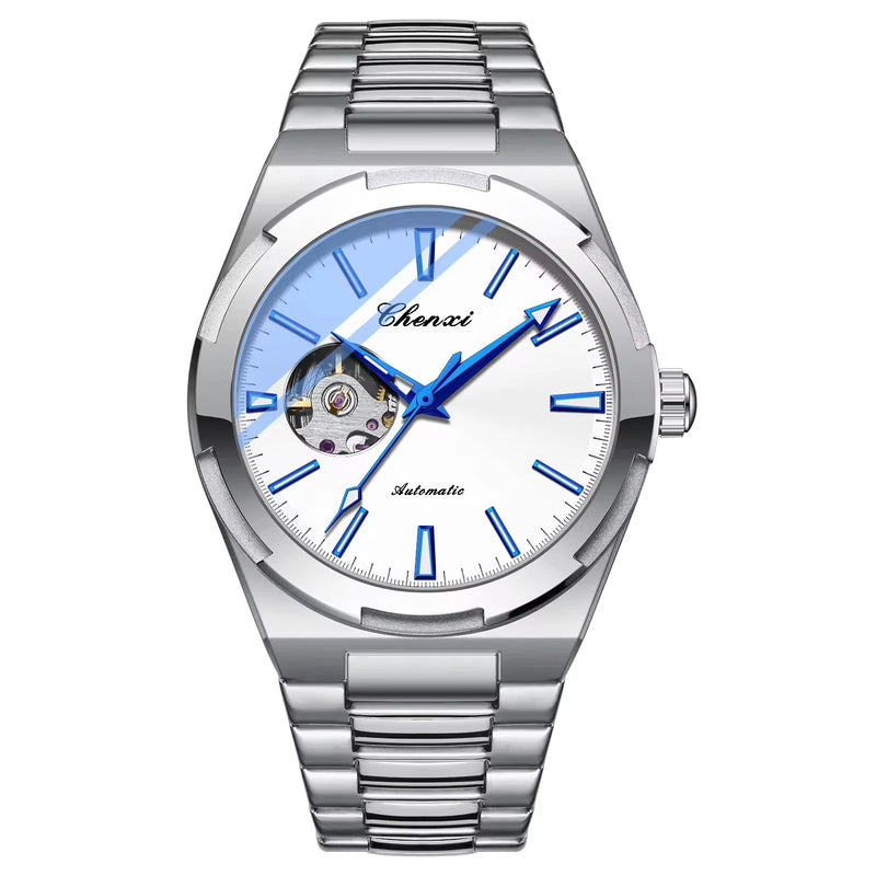 Relógio de pulso mecânico masculino , relógio esportivo à prova d'água de aço inoxidável