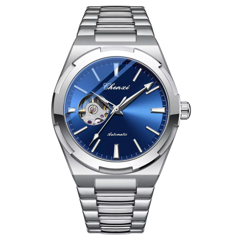 Relógio de pulso mecânico masculino , relógio esportivo à prova d'água de aço inoxidável