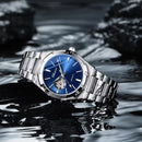 Relógio de pulso mecânico masculino , relógio esportivo à prova d'água de aço inoxidável