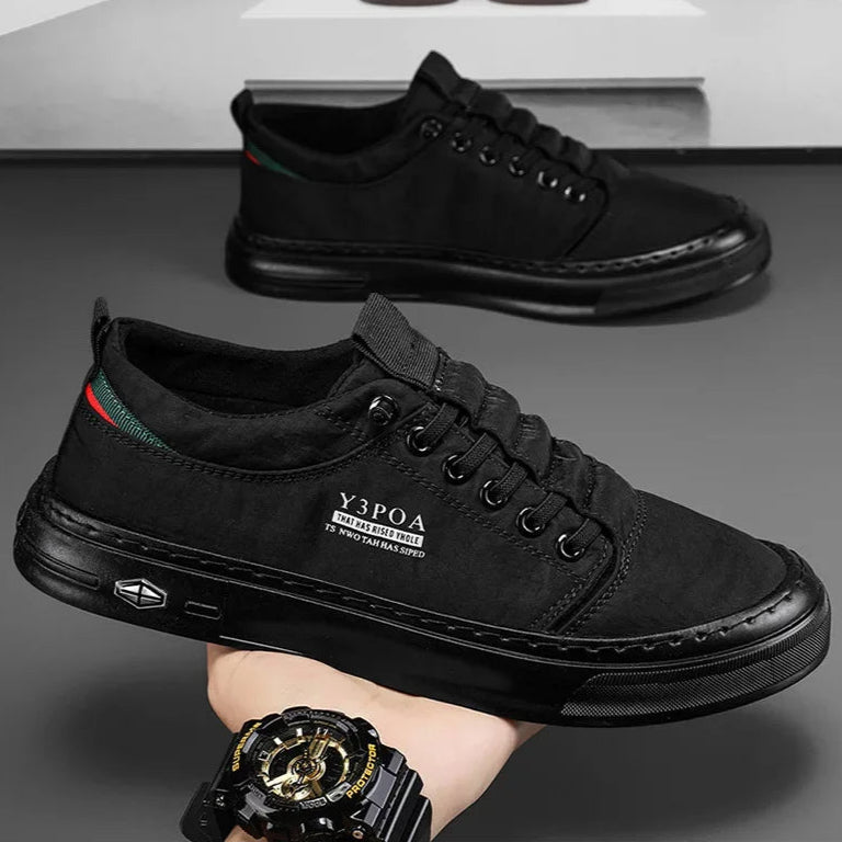 Tênis masculino casual verde, calçado de lona para caminhada ao ar livre, calçado masculino confortável de grife, tênis masculino