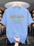 Camiseta masculina milano 100 algodão, moderna, casual, solta, plus size,