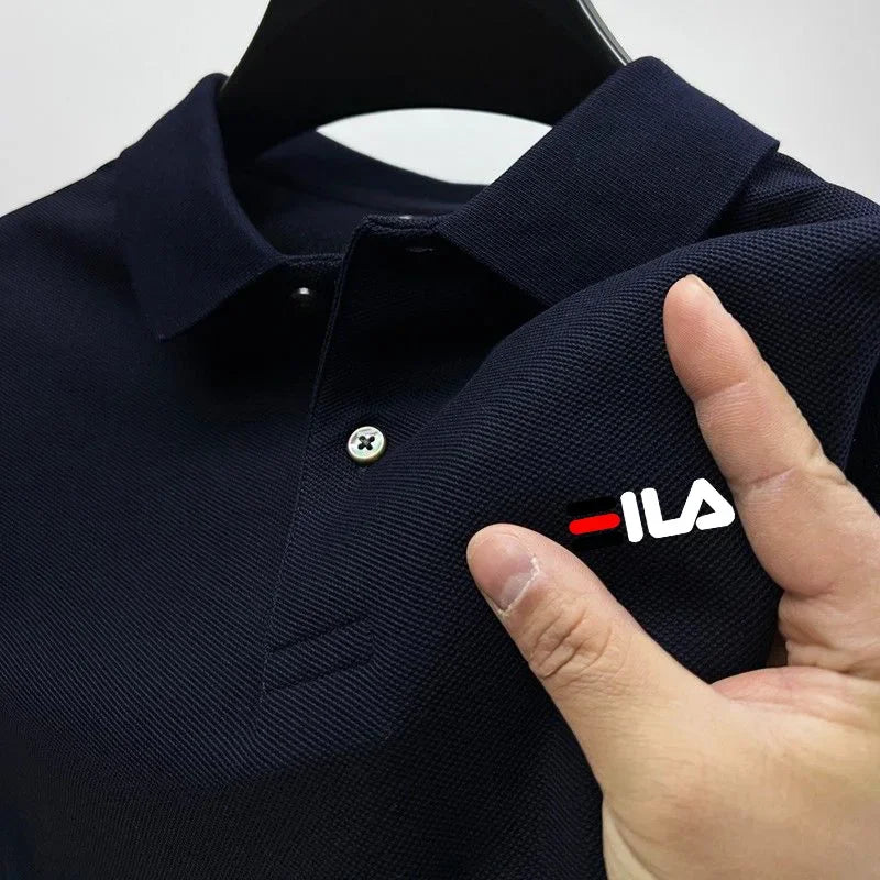 Camisa polo masculina bordada com lapela  nova camisa polo de verão 2025, manga curta, casual, promoção imperdível