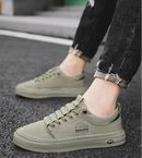 Tênis masculino casual verde, calçado de lona para caminhada ao ar livre, calçado masculino confortável de grife, tênis masculino