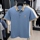 Nova camiseta polo masculina de manga curta, designer de verão, com bordado artesanal requintado e gola alta