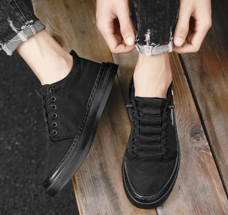 Tênis masculino casual verde, calçado de lona para caminhada ao ar livre, calçado masculino confortável de grife, tênis masculino