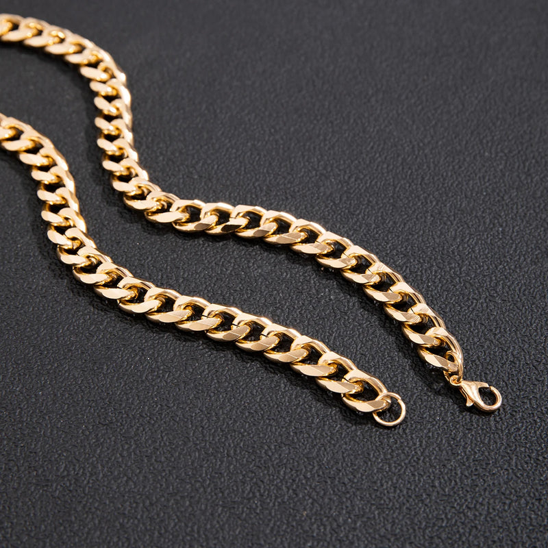 Colar de corrente cubana simples para homens, cor dourada/preta, corrente de alumínio no pescoço, gargantilha, joia para festa, presente faça você mesmo