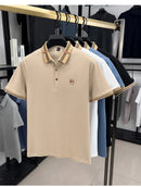 Nova camiseta polo masculina de manga curta, designer de verão, com bordado artesanal requintado e gola alta