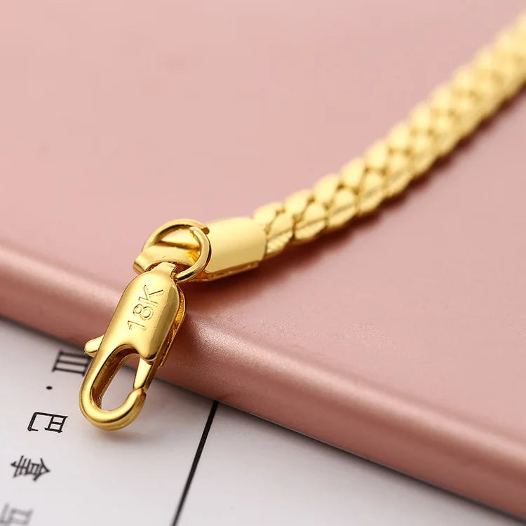 Pulseiras de corrente clássicas de 6 mm em prata esterlina 925, ouro 18K, colar para mulheres e homens, conjuntos de joias para festa e casamento, presentes