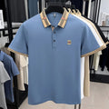 Nova camiseta polo masculina de manga curta, designer de verão, com bordado artesanal requintado e gola alta