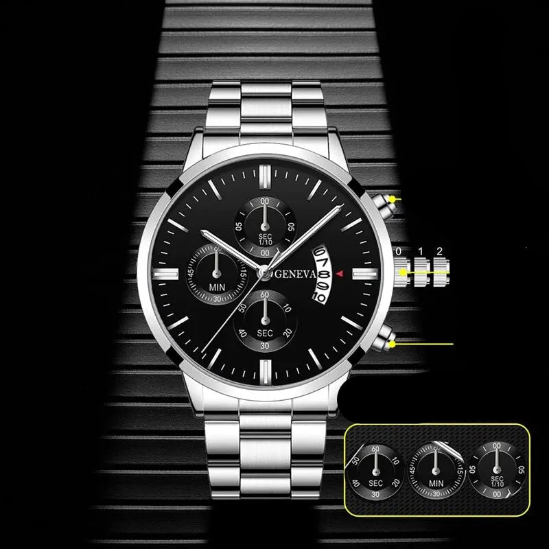 Relógio de pulso de quartzo com calendário de luxo da moda masculina, relógio de negócios masculino, pulseira, relógio de pulso