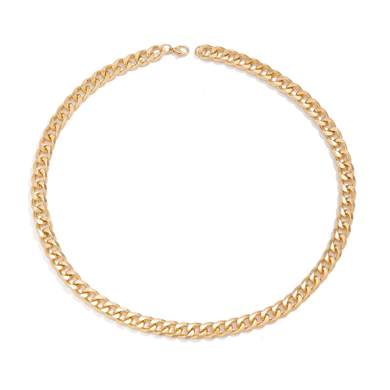 Colar de corrente cubana simples para homens, cor dourada/preta, corrente de alumínio no pescoço, gargantilha, joia para festa, presente faça você mesmo