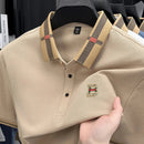 Nova camiseta polo masculina de manga curta, designer de verão, com bordado artesanal requintado e gola alta