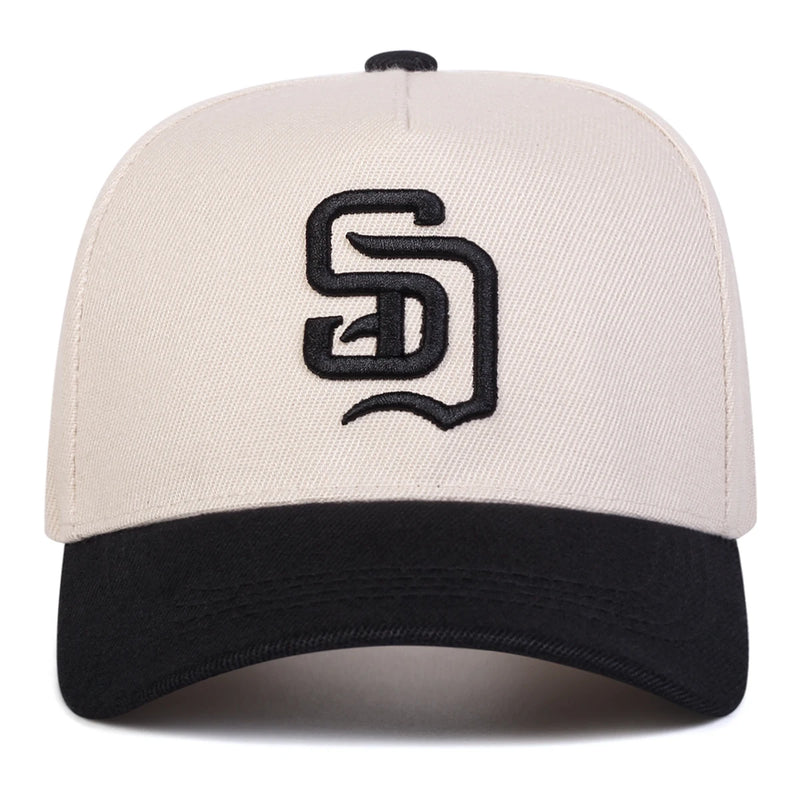 Boné de beisebol unissex com letras SD bordadas