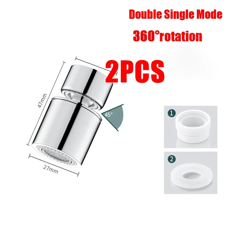 Torneira Universal 360° para Cozinha – Arejador Anti-respingo para Torneira de Banheiro – Bico Giratório com 2 Modos – Borbulhador para Pia de Cozinha