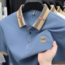 Nova camiseta polo masculina de manga curta, designer de verão, com bordado artesanal requintado e gola alta