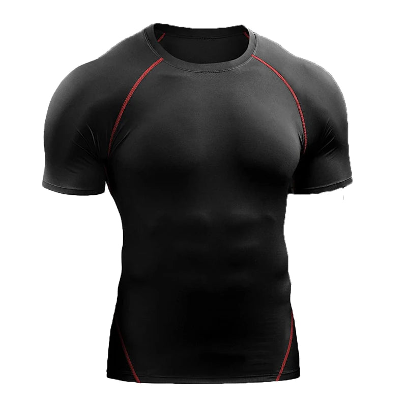 Camiseta de compressão masculina 2025, esportiva, de verão, para corrida, elástica, de secagem rápida, para academia e treino, camisetas masculinas