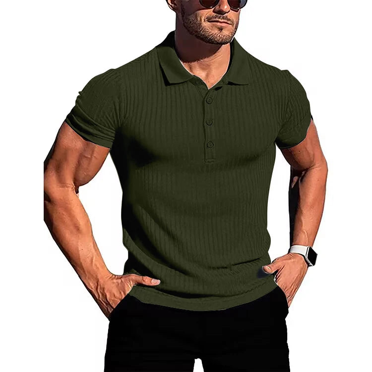 Camisa polo masculina de manga curta, elástica, para corrida, fitness, verão, com base de malha fina