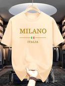 Camiseta masculina milano 100 algodão, moderna, casual, solta, plus size,