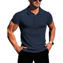 Camisa polo masculina de manga curta, elástica, para corrida, fitness, verão, com base de malha fina