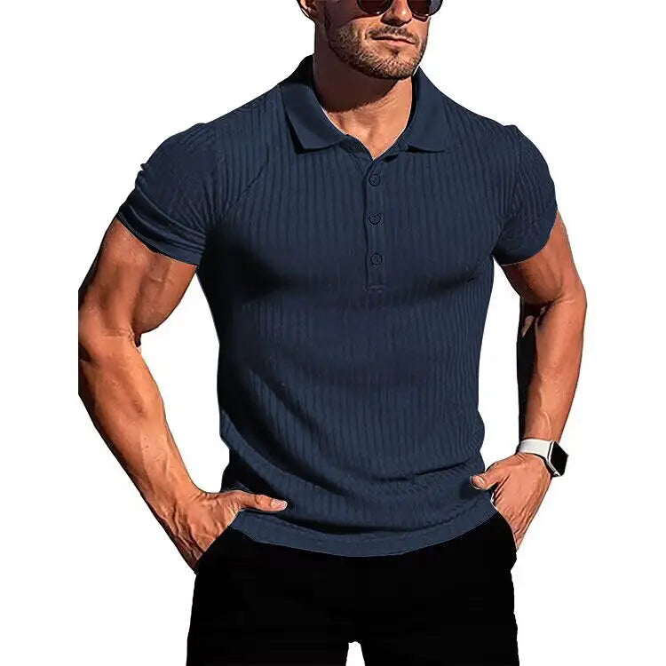 Camisa polo masculina de manga curta, elástica, para corrida, fitness, verão, com base de malha fina