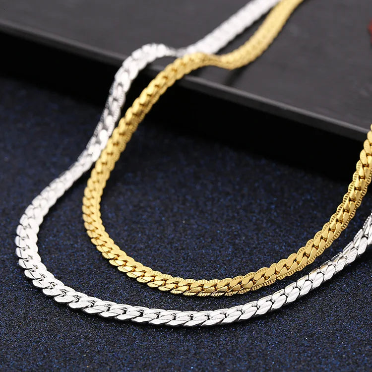 Pulseiras de corrente clássicas de 6 mm em prata esterlina 925, ouro 18K, colar para mulheres e homens, conjuntos de joias para festa e casamento, presentes