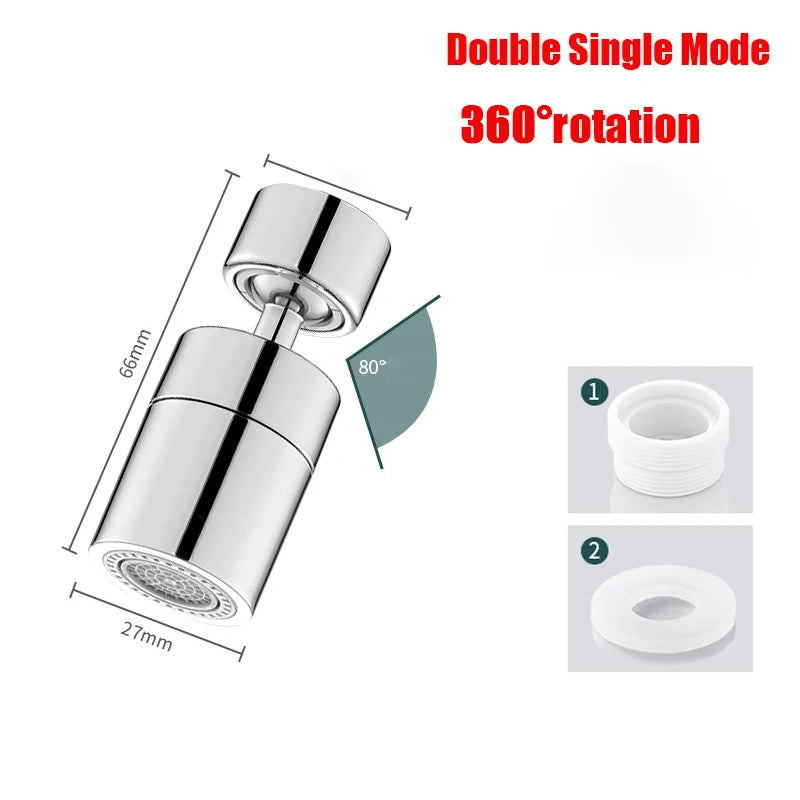 Torneira Universal 360° para Cozinha – Arejador Anti-respingo para Torneira de Banheiro – Bico Giratório com 2 Modos – Borbulhador para Pia de Cozinha