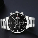 Relógio de pulso de quartzo com calendário de luxo da moda masculina, relógio de negócios masculino, pulseira, relógio de pulso