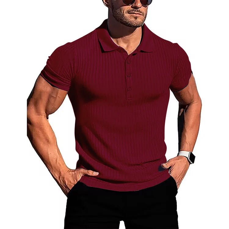Camisa polo masculina de manga curta, elástica, para corrida, fitness, verão, com base de malha fina