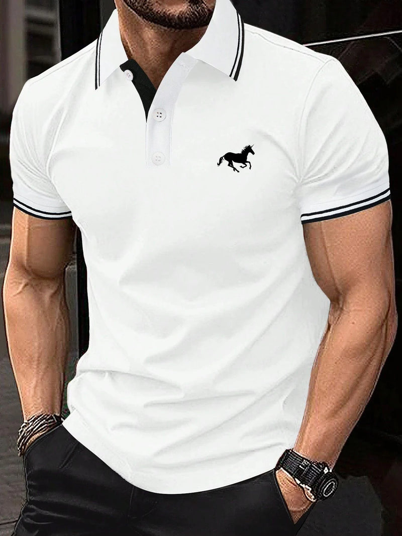 Camisa polo masculina 100% poliéster, secagem rápida, manga curta, moda verão,