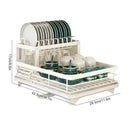 Organizador de cozinha ajustável com escorredor de pratos de 2 camadas, suporte para utensílios, escorredor economizador de espaço, prateleira de armazenamento para utensílios de cozinha