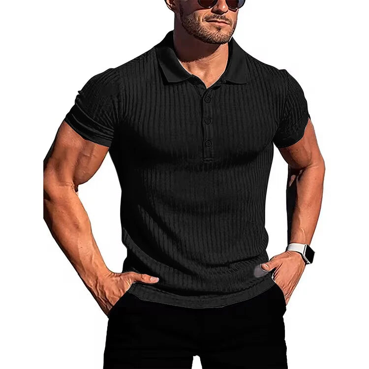 Camisa polo masculina de manga curta, elástica, para corrida, fitness, verão, com base de malha fina