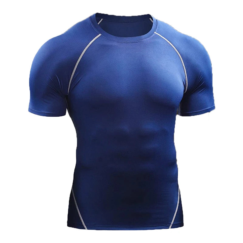 Camiseta de compressão masculina 2025, esportiva, de verão, para corrida, elástica, de secagem rápida, para academia e treino, camisetas masculinas