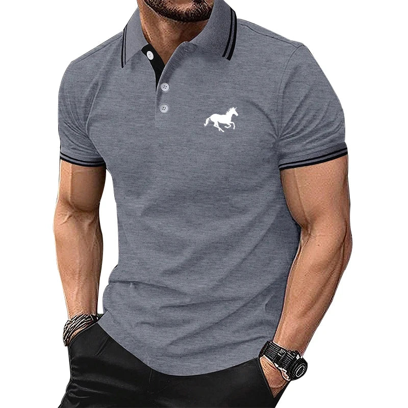 Camisa polo masculina 100% poliéster, secagem rápida, manga curta, moda verão,