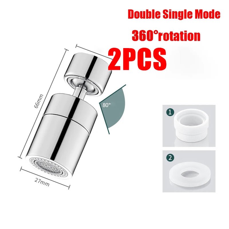 Torneira Universal 360° para Cozinha – Arejador Anti-respingo para Torneira de Banheiro – Bico Giratório com 2 Modos – Borbulhador para Pia de Cozinha