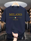 Camiseta masculina milano 100 algodão, moderna, casual, solta, plus size,