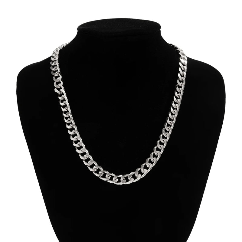 Colar de corrente cubana simples para homens, cor dourada/preta, corrente de alumínio no pescoço, gargantilha, joia para festa, presente faça você mesmo