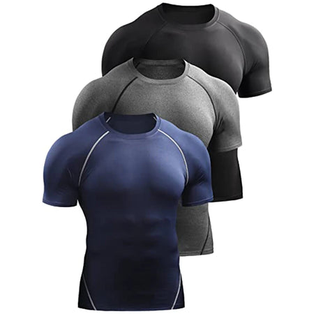 Camiseta de compressão masculina 2025, esportiva, de verão, para corrida, elástica, de secagem rápida, para academia e treino, camisetas masculinas