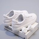 ➡️ Tênis Feminino Vulcanizado em Couro PU – Branco – Plataforma Fashion – Cor Sólida – Casual Clássico – Sapatos Femininos
