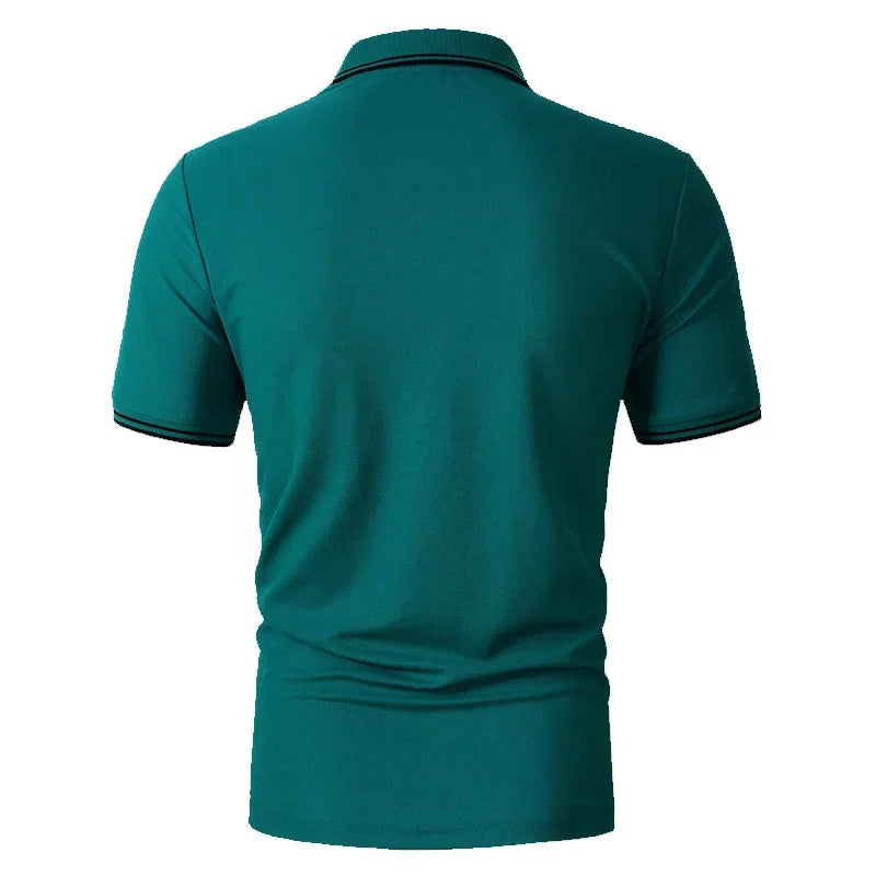 Camisa polo masculina 100% poliéster, secagem rápida, manga curta, moda verão,