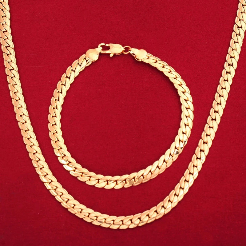 Pulseiras de corrente clássicas de 6 mm em prata esterlina 925, ouro 18K, colar para mulheres e homens, conjuntos de joias para festa e casamento, presentes