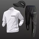 Conjunto de exercícios de secagem rápida masculino de 2 peças, ciclismo, caminhada, pesca, roupa esportiva, corrida, exercício, calças de manga curta com protetor solar