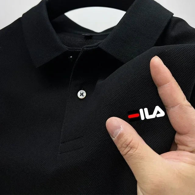 Camisa polo masculina bordada com lapela  nova camisa polo de verão 2025, manga curta, casual, promoção imperdível