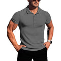 Camisa polo masculina de manga curta, elástica, para corrida, fitness, verão, com base de malha fina