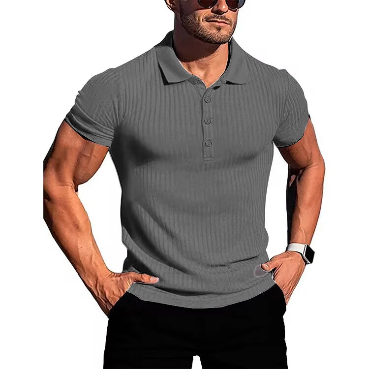 Camisa polo masculina de manga curta, elástica, para corrida, fitness, verão, com base de malha fina