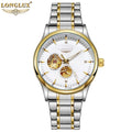 LONGLUX Relógio automático masculino elegante relógio de luxo à prova d'água esqueleto relógio de presente de aço inoxidável atacado