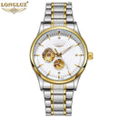 LONGLUX Relógio automático masculino elegante relógio de luxo à prova d'água esqueleto relógio de presente de aço inoxidável atacado